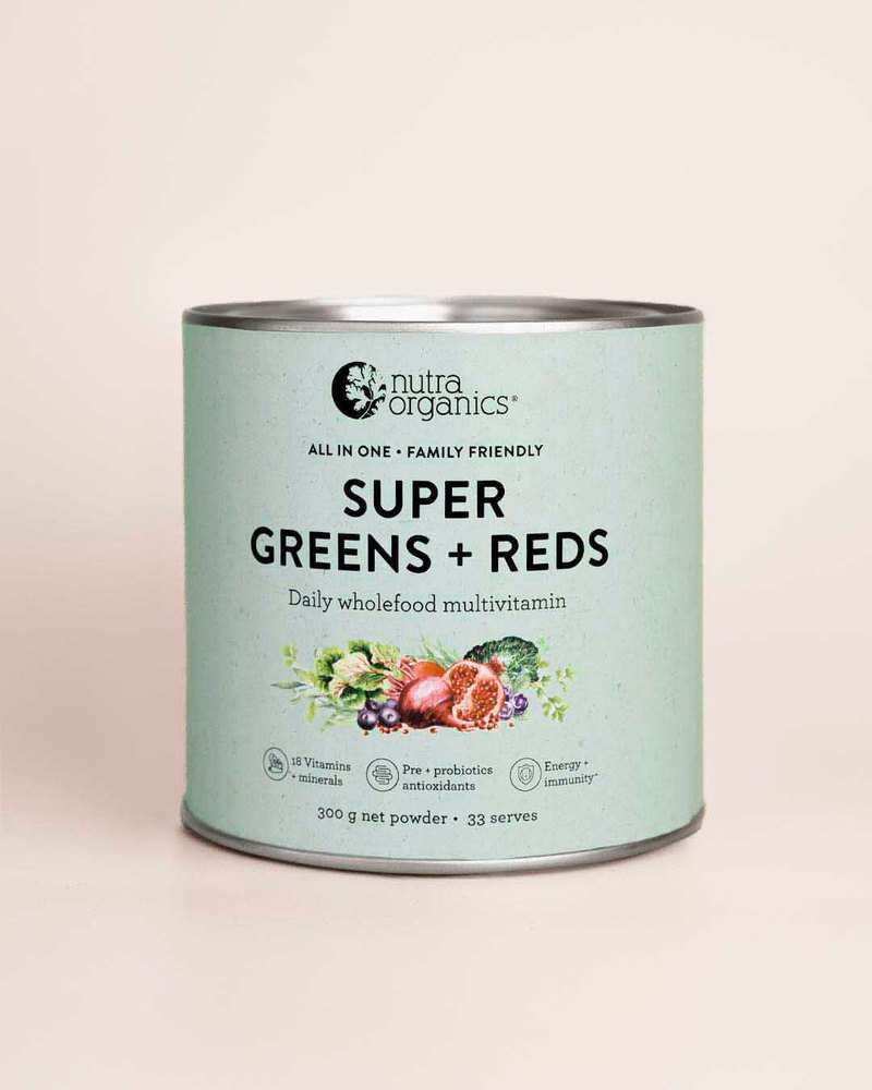 Nutra Organics Super Greens + Reds Powder, 300g